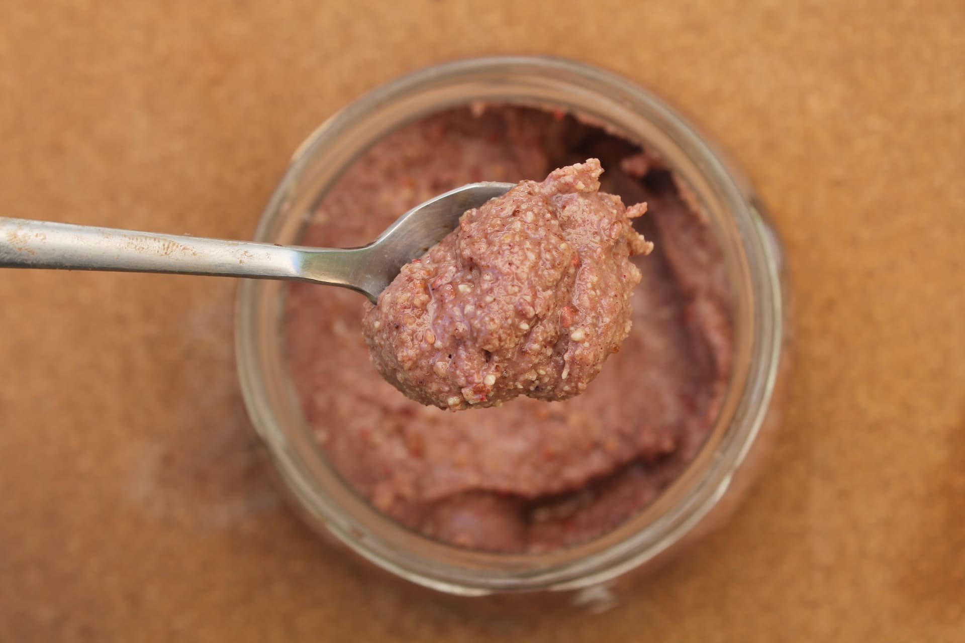 GO NUTS – Pâte à tartiner fruitée Fruits secs & Framboise Bio cuillère