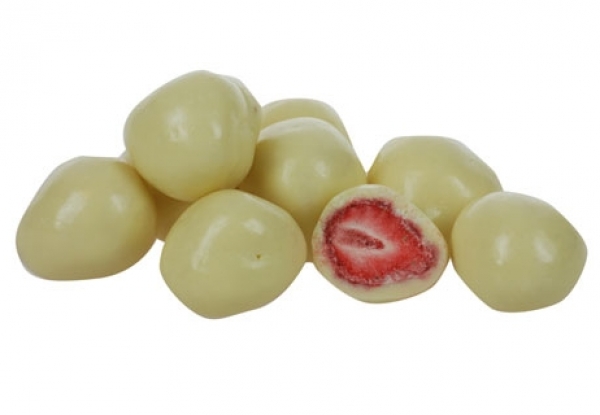 POM'CANNELLE - Bonbons chocolat blanc à la pâte de fraise 