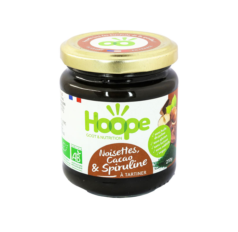 HOOPE - Pâte à tartiner noisettes cacao et spiruline 
