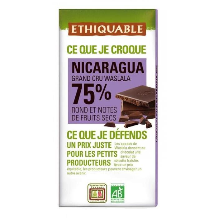 ETHIQUABLE - Grand Cru Waslala 75 % Nicaragua  