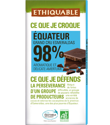 ETHIQUABLE - Grand cru noir Esmeraldas 98% Equateur 