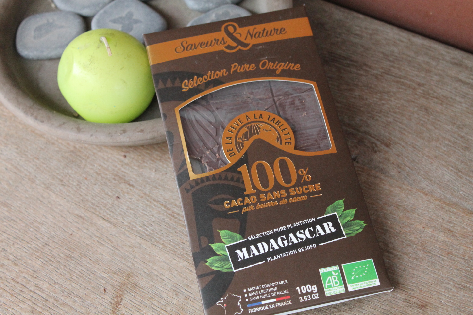 SAVEURS & NATURE – Tablette Pure Origine Madagascar 100% de cacao minimum 