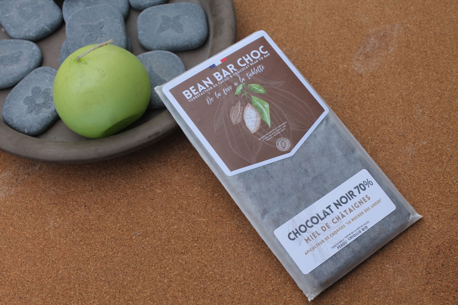 BEAN BAR CHOC – Tablette Chocolat Noir 70 % et Miel de Châtaignes 
