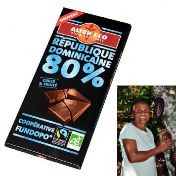 ALTER ECO - chocolat 80 % République Dominicaine 
