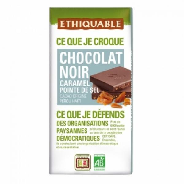 ETHIQUABLE - Tablette chocolat noir caramel pointe de sel