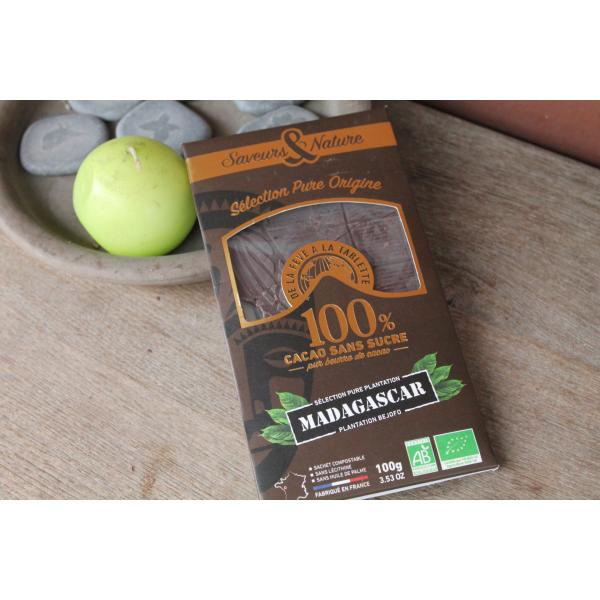 SAVEURS & NATURE – Tablette Pure Origine Madagascar 100% de cacao minimum 