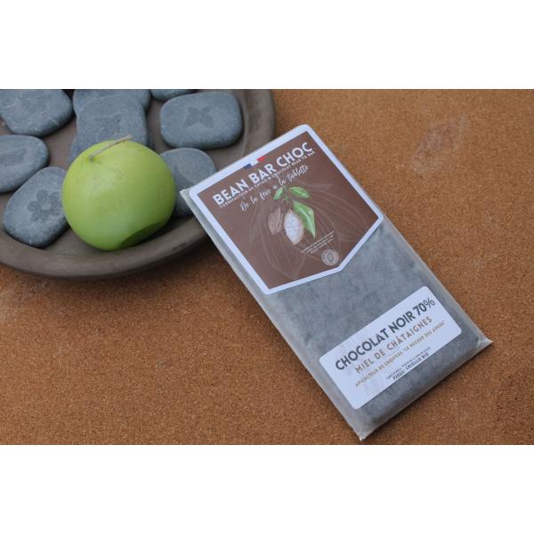 BEAN BAR CHOC – Tablette Chocolat Noir 70 % et Miel de Châtaignes 