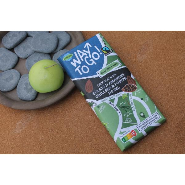 LIDL/WAY TO GO – Tablette chocolat noir amandes grillées & pointe de sel