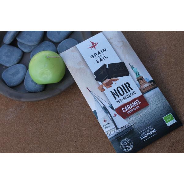 GRAIN DE SAIL  - Tablette Noir 75 % de cacao Caramel Fleur de sel