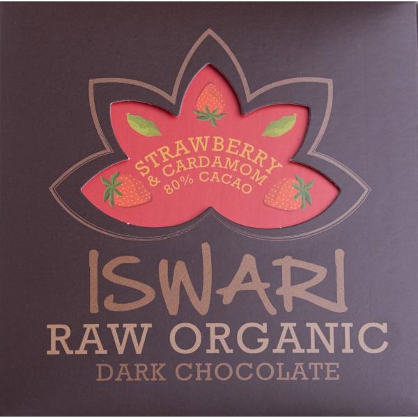 ISWARI - tablette chocolat noir bio fraise et cardamone 